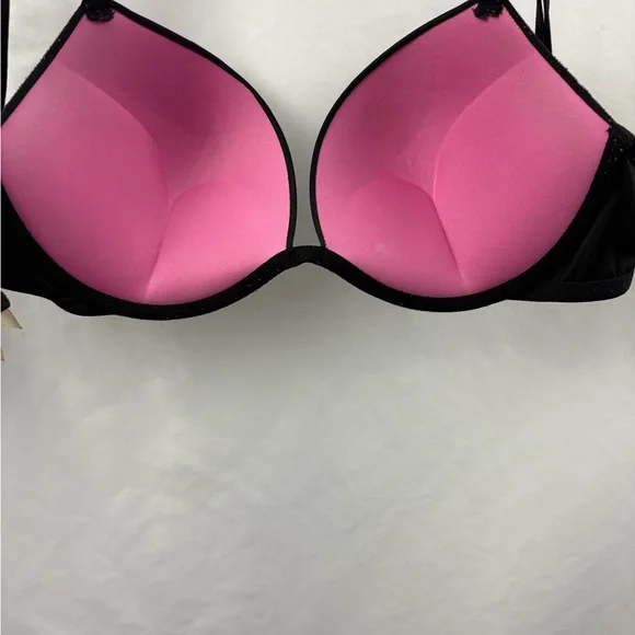 PINK Victoria's Secret Black Wear Everywhere Super Push Up Bra Sz 36C - Picture 7 of 13